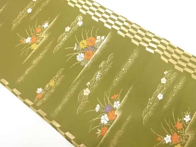 JAPANESE NAGOYA OBI / WOVEN FLORAL PLANTS